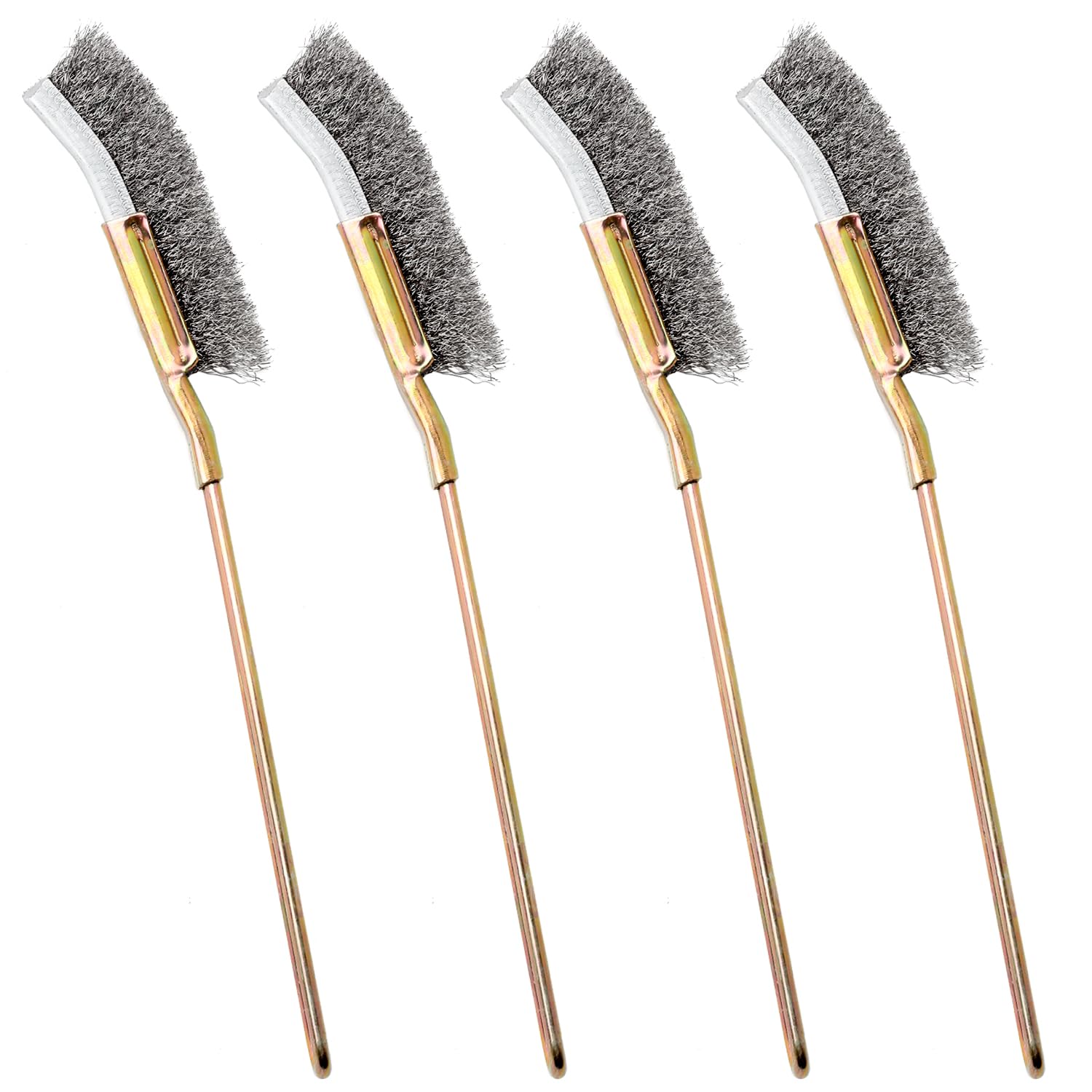 Paint Brush - ชุดแปรงลวดหัวงอ 4 ชิ้น – เกรดอุตสาหกรรมสำหรับขจัดสนิม/สี, ขจัดคราบ