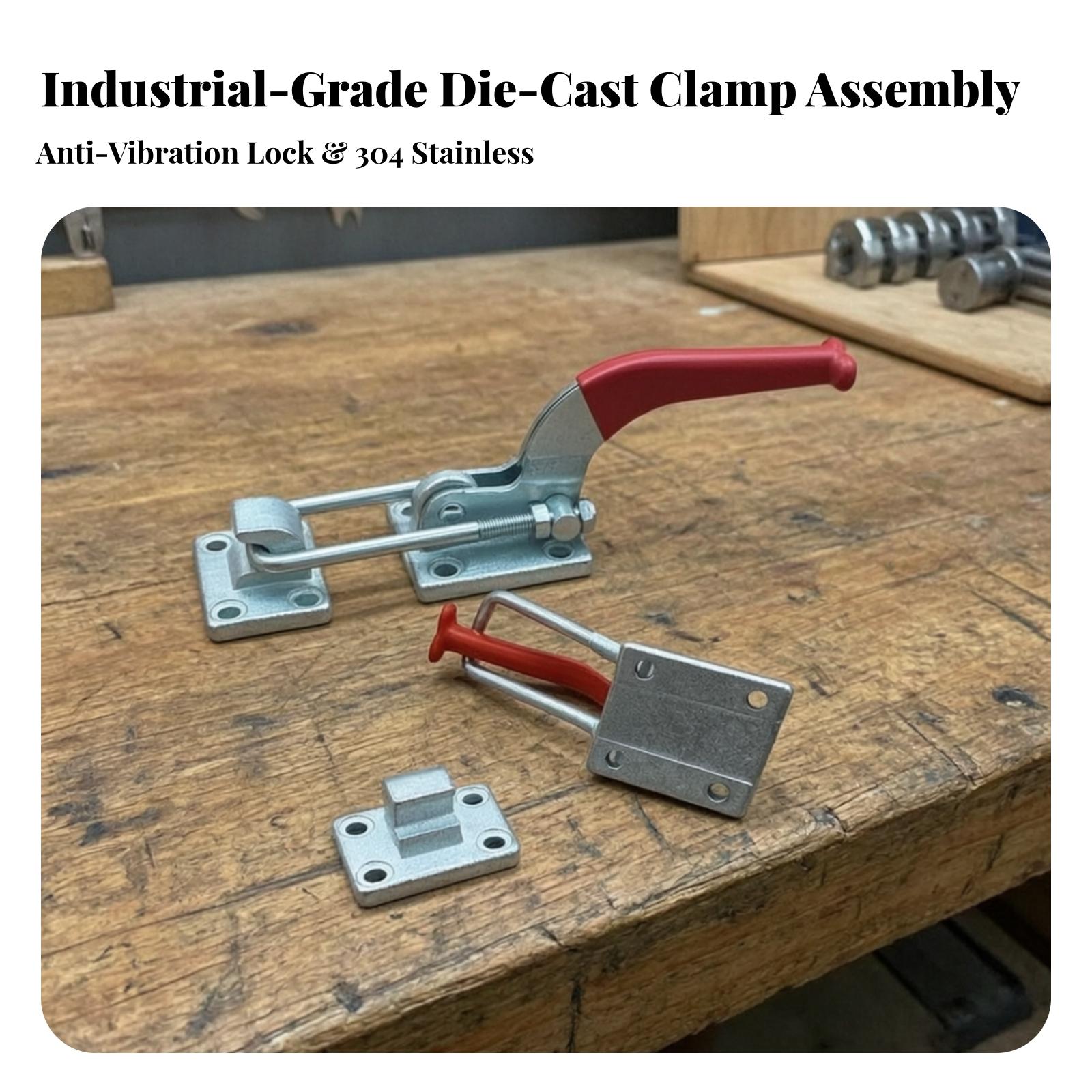 Door Handle - ตัวล็อคแบบปรับได้ ทำจากเหล็ก มีคันโยกสีแดงยาว 220 มม. สำหรับยึดประตูให้แน่นหนา