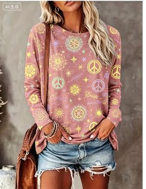 เสื้อยืดแขนยาวผู้หญิง ลายดอกเด - Wallpaper บทวิจารณ์และราคา